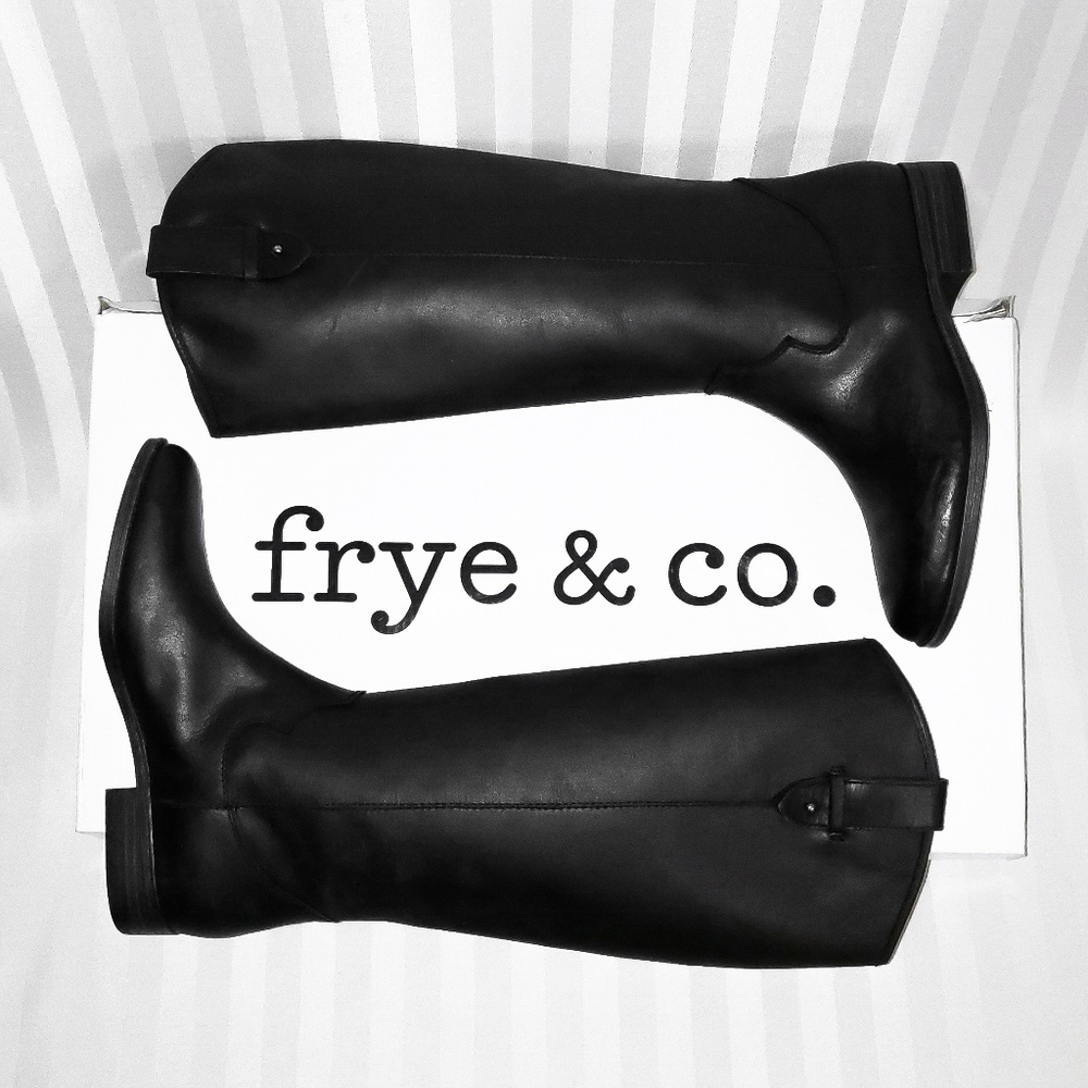 Frye & Co. Tania Pull-On Black Leather Riding Sz 6